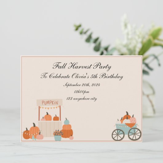 秋収穫誕生日の招待状 招待状 (スタンド正面)
