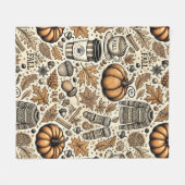 秋収穫 フリースブランケット (正面(横))