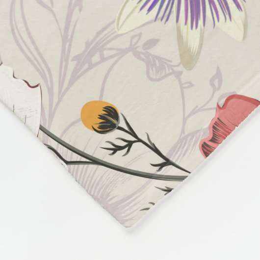 秋口継ぎ目の花模様 フリースブランケット (角)