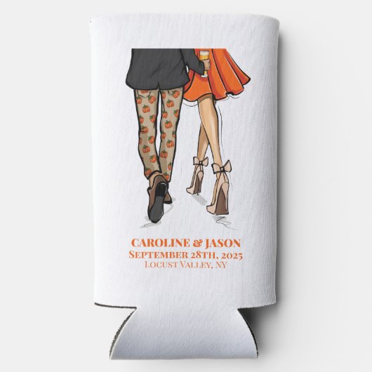 秋名門私立校風のカップルかぼちゃパンツオレンジドレス スリム缶クーラー (裏面)