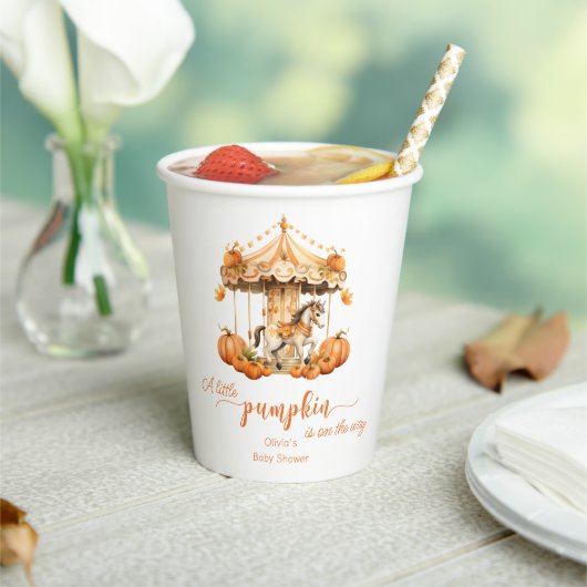 秋回転木馬カボチャは途中の赤ちゃんシャワー 紙コップ (インサイチュ)