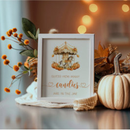 秋回転木馬ベビーカボチャはキャンディーの数を推測 ポスター