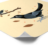 秋図解入りの、写真付きのの黒鳥 ポスター (角)