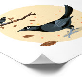 秋図解入りの、写真付きのの黒鳥 ポスター (角)