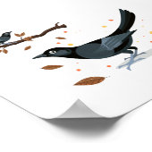 秋図解入りの、写真付きのの黒鳥 ポスター (角)