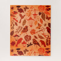 秋園芸用パッチワークの鳥と葉秋のヴィンテージ