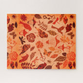 秋園芸用パッチワークの鳥と葉秋のヴィンテージ ジグソーパズル (横)