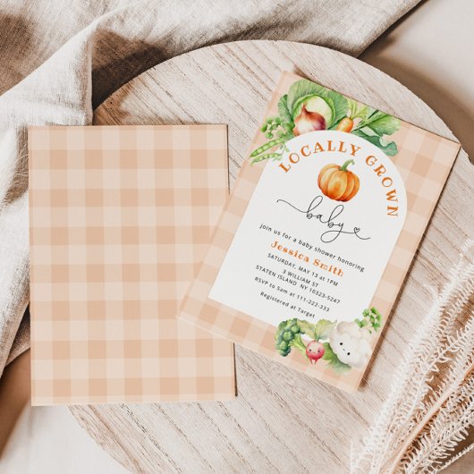 秋地元で栽培されたカボチャのベビースシャワー 招待状