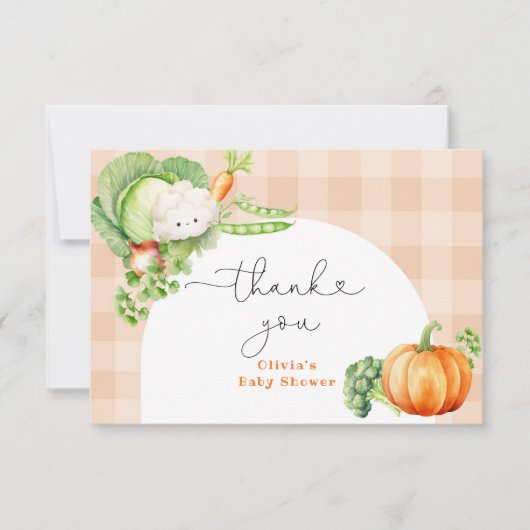 秋地元で栽培されたカボチャの赤ちゃん感謝していシャワーあなた サンキューカード (正面)