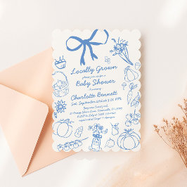 秋地元で育ったカボチャの赤ちゃんシャワースカラップ 招待状