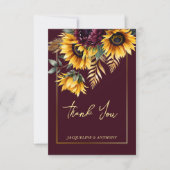 秋夏ブルゴーニュひまわり結婚の花 サンキューカード (正面)