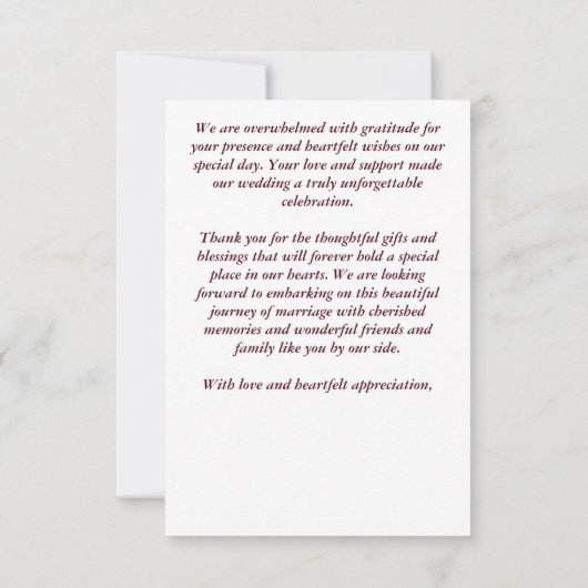 秋夏ブルゴーニュひまわり結婚の花 サンキューカード (裏面)