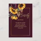 秋夏季ブルゴーニュ結婚ーひまわりの詳細 エンクロージャーカード (正面)