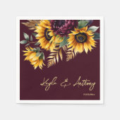 秋夏結婚の燃えるヒマワリテンプレート スタンダードカクテルナプキン (正面)
