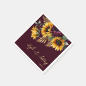 秋夏結婚の燃えるヒマワリテンプレート スタンダードカクテルナプキン (角)