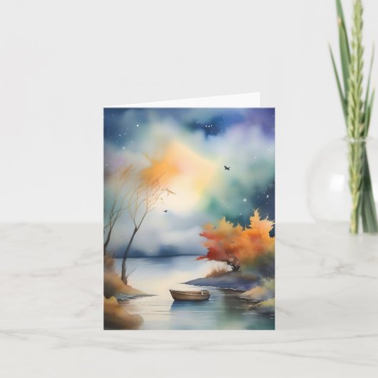 秋夕べシーンB – 水彩画 シーズンカード (正面)