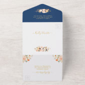 秋夕べ結婚金ゴールド葉フローラ オールインワン招待状 (外側)