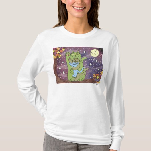 秋夜に健康、豊か、及び賢い Tシャツ (正面)