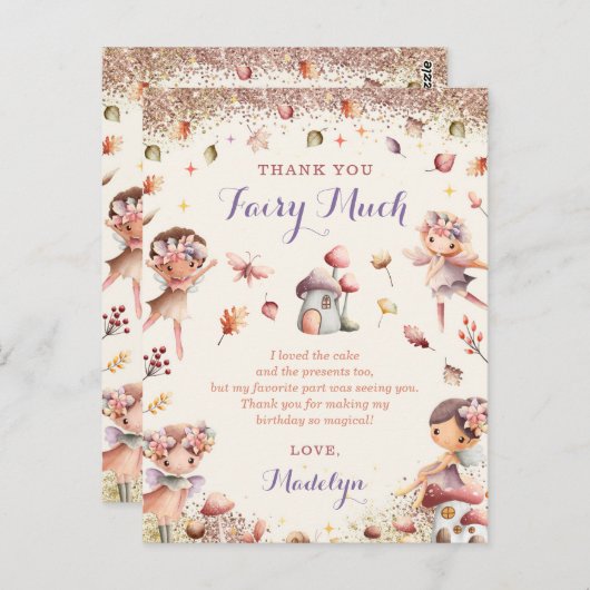 秋妖精ガール誕生日サンキューポストカード ポストカード (正面/裏面)