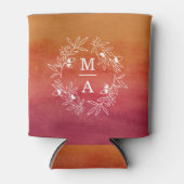 秋婚約ウェディングパーティーイニシャルと日付 缶クーラー (正面)