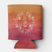 秋婚約ウェディングパーティーイニシャルと日付 缶クーラー (裏面)