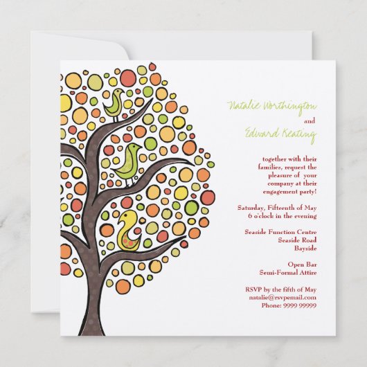 秋婚約オー結婚タムズツリー招待状 招待状 (裏面)