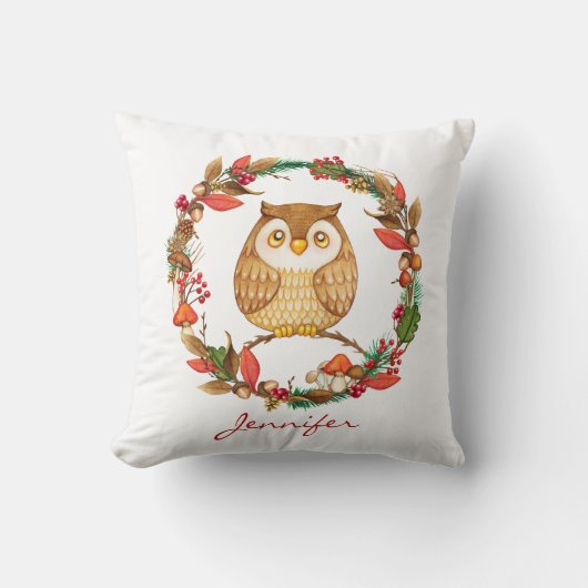 秋子供部屋デコールかわいい小さなベビーフクロウ秋 クッション (正面)