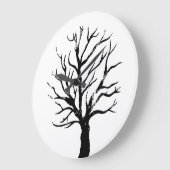 秋季ツリーリノプリント時計 ラージ壁時計 (傾斜)