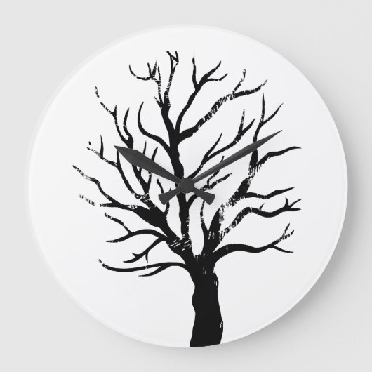 秋季ツリーリノプリント時計 ラージ壁時計 (正面)