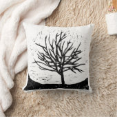秋季ツリーリノプリント クッション (ブランケット)