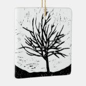 秋季ツリーリノプリント セラミックオーナメント (右)