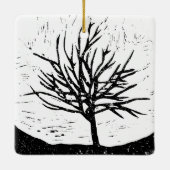 秋季ツリーリノプリント セラミックオーナメント (裏面)