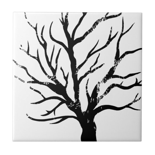 秋季ツリーリノプリント タイル (正面)