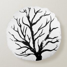 秋季ツリーリノプリント ラウンドクッション
