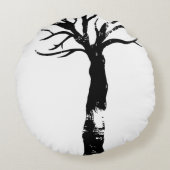 秋季ツリーリノプリント ラウンドクッション (裏面)