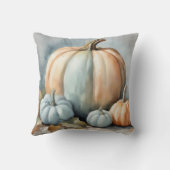 秋季パステルブルーウォーターカラーパンプキン装飾品 クッション (裏面)