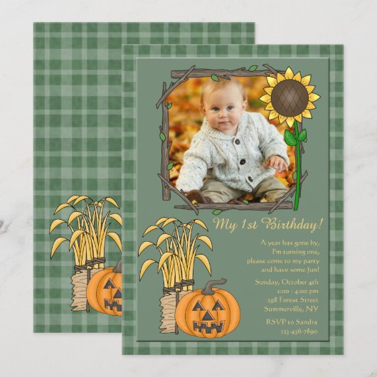 秋季フォト招待状 招待状 (正面/裏面)