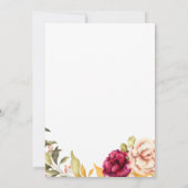 秋季ブルガンディフローラ&金ゴールドグリッター結婚ズ 招待状 (裏面)