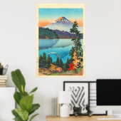 秋季初めの箱根丘陵の芦ノ湖 ポスター (ホームオフィス)