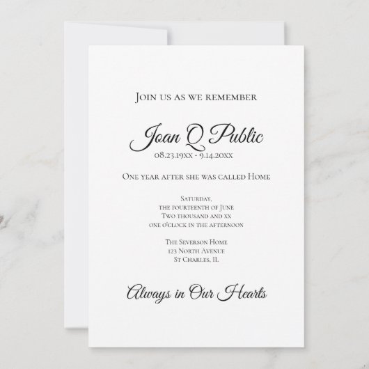 秋季命日メモリアル 招待状 (裏面)