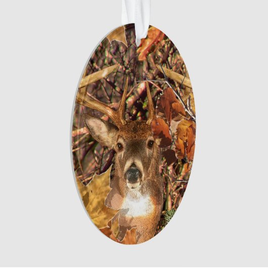 秋季場面白い尾シカで強く反対して下さい オーナメント (正面)