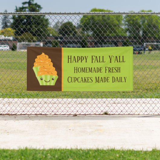 秋季節のカップケーキベイカープラス文字 横断幕 (インサイチュ)
