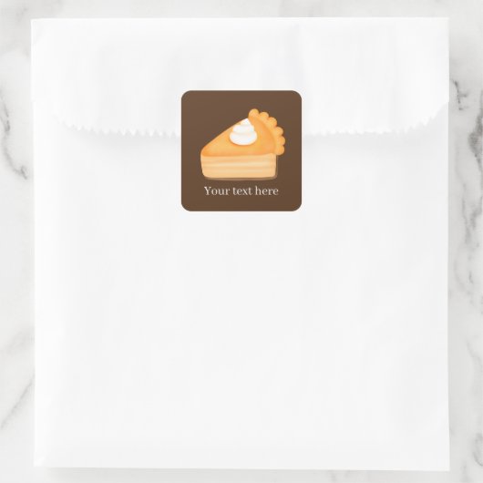 秋季節のカボチャのパイ追加文字 スクエアシール (バッグ)