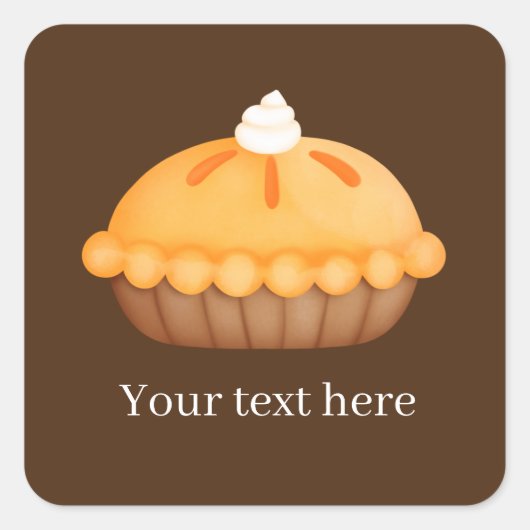 秋季節のパンプキンパイ追加文字スクエアステッカー スクエアシール (正面)
