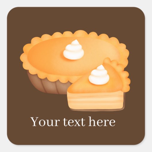 秋季節のパンプキンパイ追加文字スクエアステッカー スクエアシール (正面)