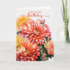 秋季菊の誕生日 カード