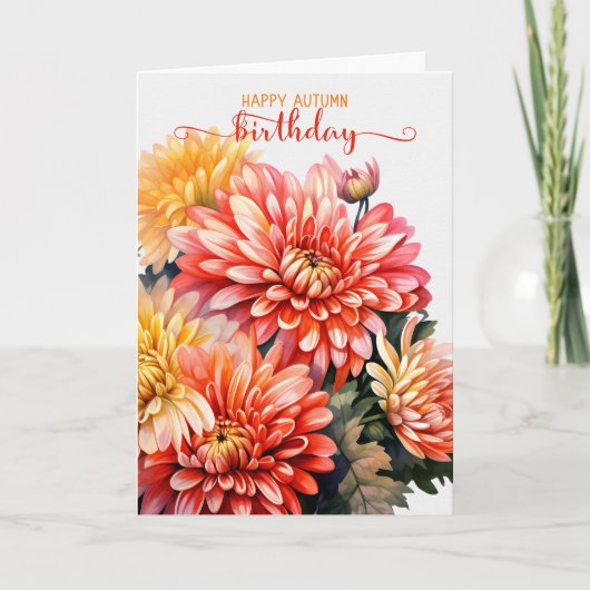 秋季菊の誕生日 カード (正面)