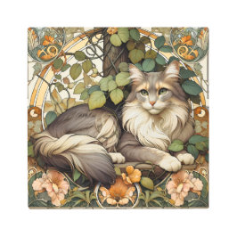 秋季金ゴールドアールヌーボーキャットエレガンス メタルプリント