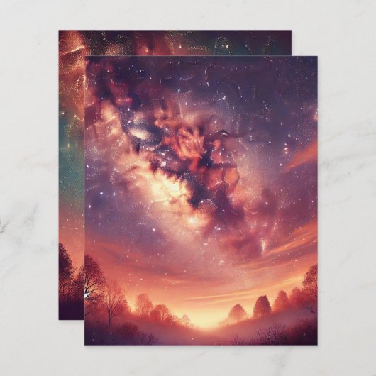 秋季銀河系天の川スクラップブック紙シート (正面/裏面)