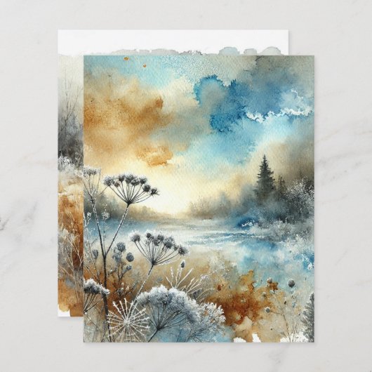 秋季霜の降りた朝の水の色のスクラップブック紙 (正面/裏面)